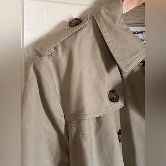 Liz Claiborne Womens Double Breasted Khaki Belted Classic Trench Coat Size XL - Picture 5 of 16
